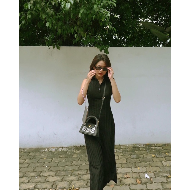 Đầm thun cổ sơ mi thiết kế cao cấp LUCETFASHION Glam Dress