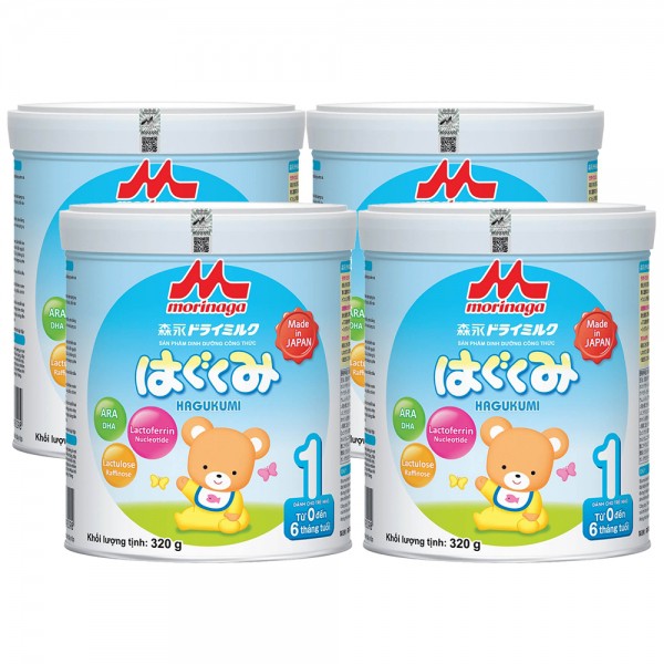 (Mua 3 tặng 1) Combo 3 lon sữa bột morinaga số 1 320g tặng 1 hộp cùng loại date 2024