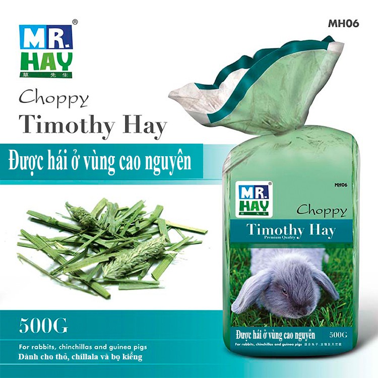 cỏ khô timothy Mr Hay dành cho thỏ , bọ, sóc bắc mỹ 500gr