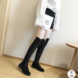 🖤 Boot đùi đan dây da lộn cao 3p 🖤 (+2% phí shopee thu )