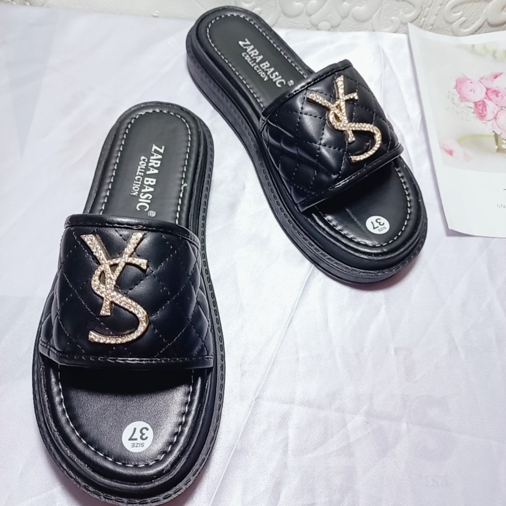 Dép bánh mì quai ngang bản rộng chữ YS đế cao tôn dáng phong cách hàn quốc ulzzang mã DYS MINHTUYETSHOES