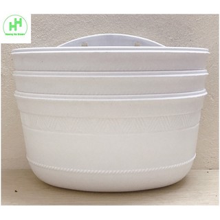 3 Chậu Ốp Tường Bán Nguyệt Trồng Hoa Màu Trắng No: 280x140x160