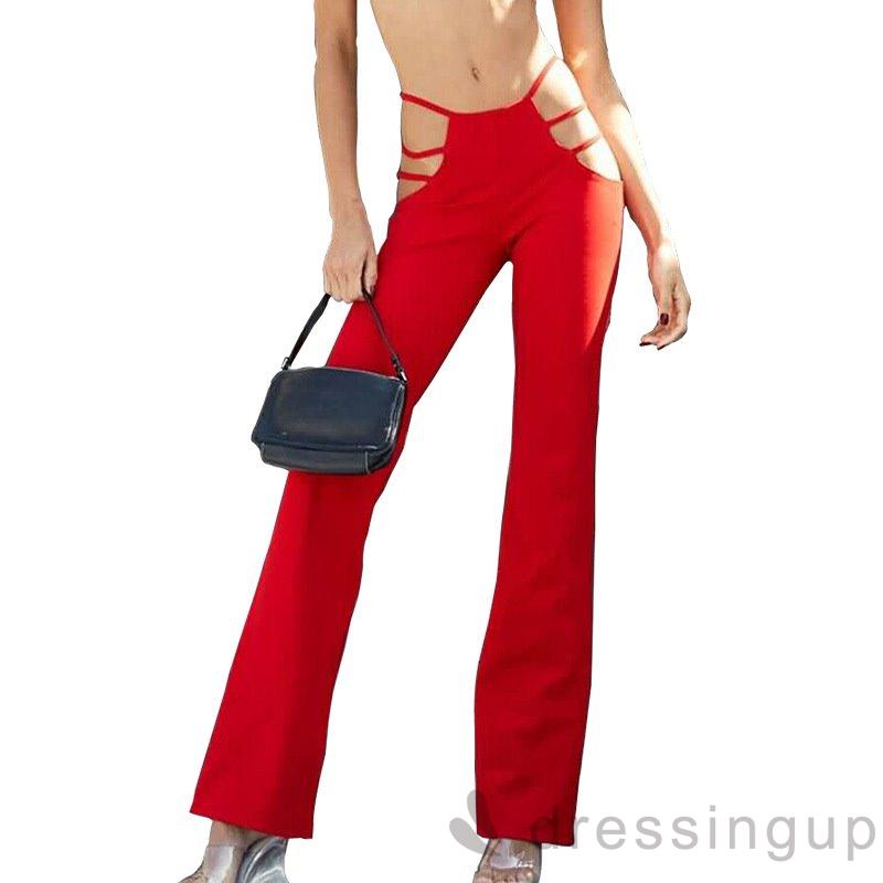 Quần Dài Ống Loe Màu Trơn Thiết Kế Cổ Điển Sang Trọng Dành Cho Nữ