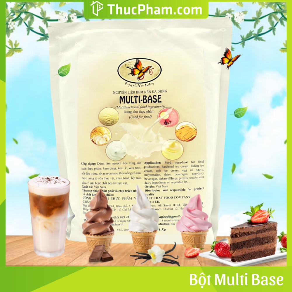 Bột MULTI-BASE -1kg - Nguyên Liệu Kem Nền Đa Năng Hỗ Trợ Làm Kem Gelato (Kem Cứng), Pha Chế Đồ Uống, Nấu Ăn, Làm Bánh