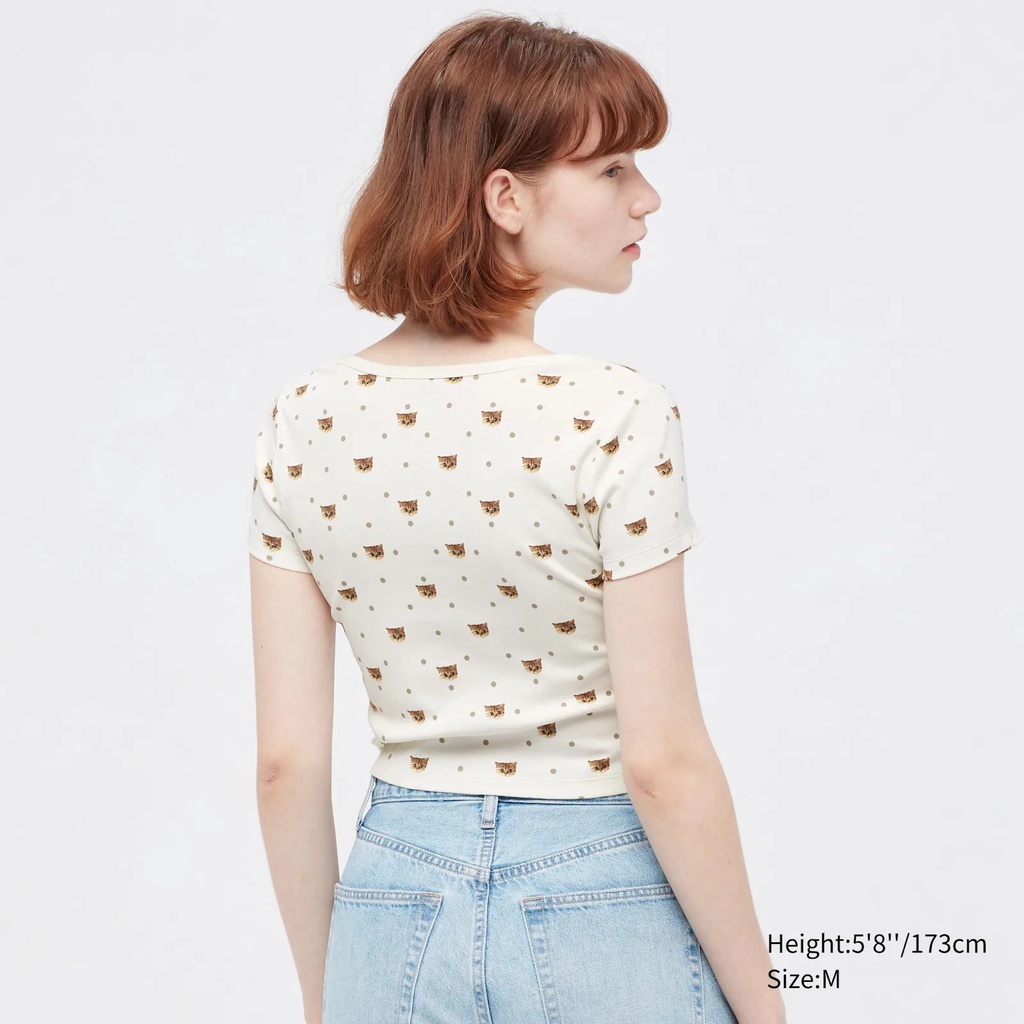 Hàng xuất xịn - Áo thun hoa dáng ngắn crop top Un1ql0 xuất khẩu