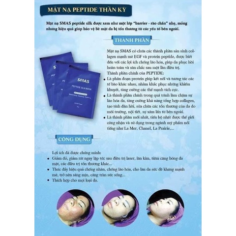 HÀNG NHẬP KHẨU - Mặt Nạ SMAS PEPTIDE SILK MASK Dưỡng Cấp Ẩm Làm Dịu Da Giảm Đỏ Sau Lăn Kim, Phi Kim