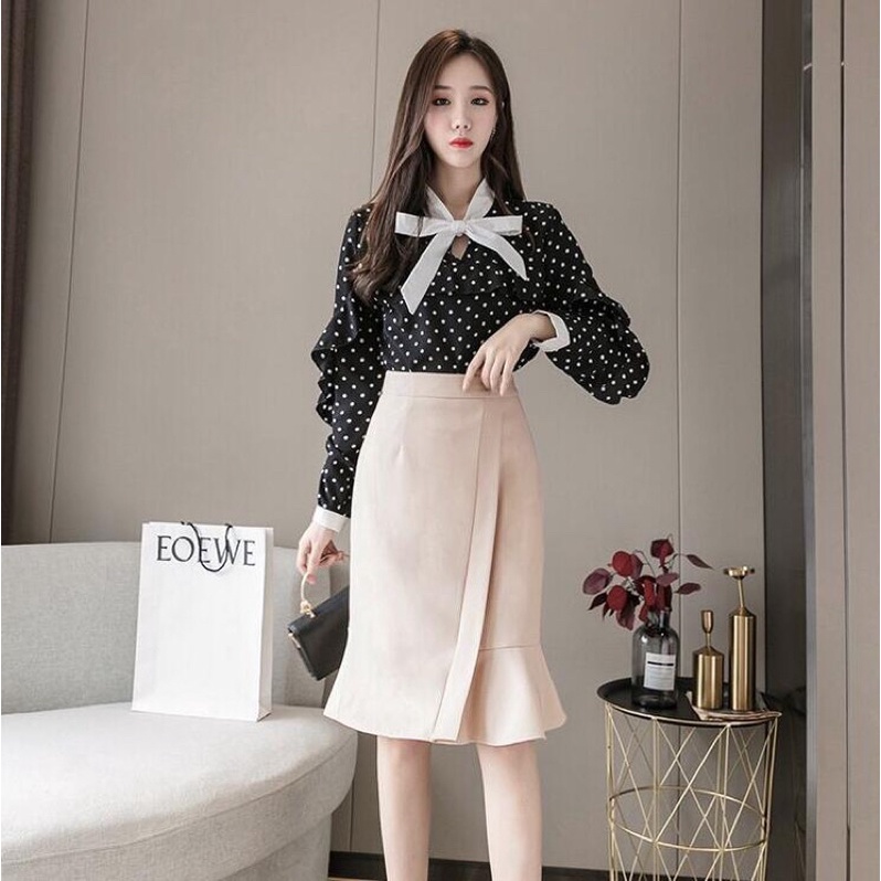 Chân váy công sở đuôi cá, Chân váy phối bèo thời trang, Mã CV141