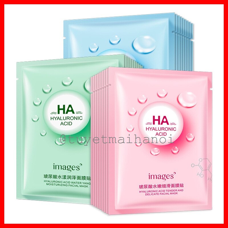 Combo 10 miếng mặt nạ HA HYALURONIC ACID Images - Cấp ẩm, kiềm đầu, se khít lỗ chân lông, phục hồi da hư tổn