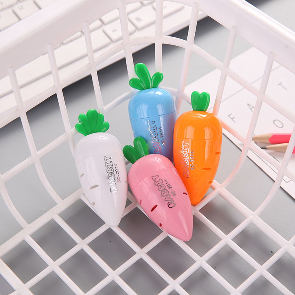 Dụng cụ gọt bút chì kiểu củ cà rốt bằng nhựa dễ thương có thể xoay màu sắc ngẫu nhiên