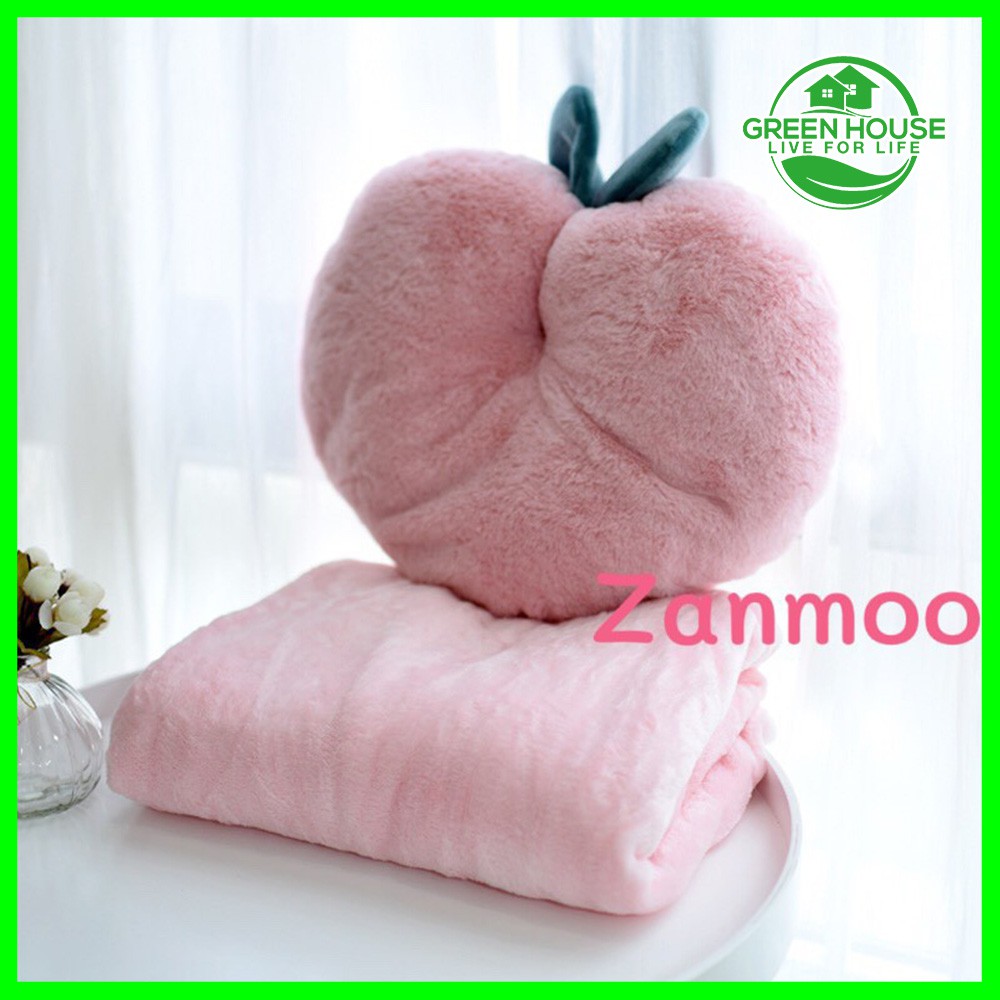 Zanmoo Hà Nội - Bộ Chăn Gối Văn Phòng, chăn cho bé Hình Qủa Đào 1*1.8m Zanmoo mềm mịn, ấm áp.