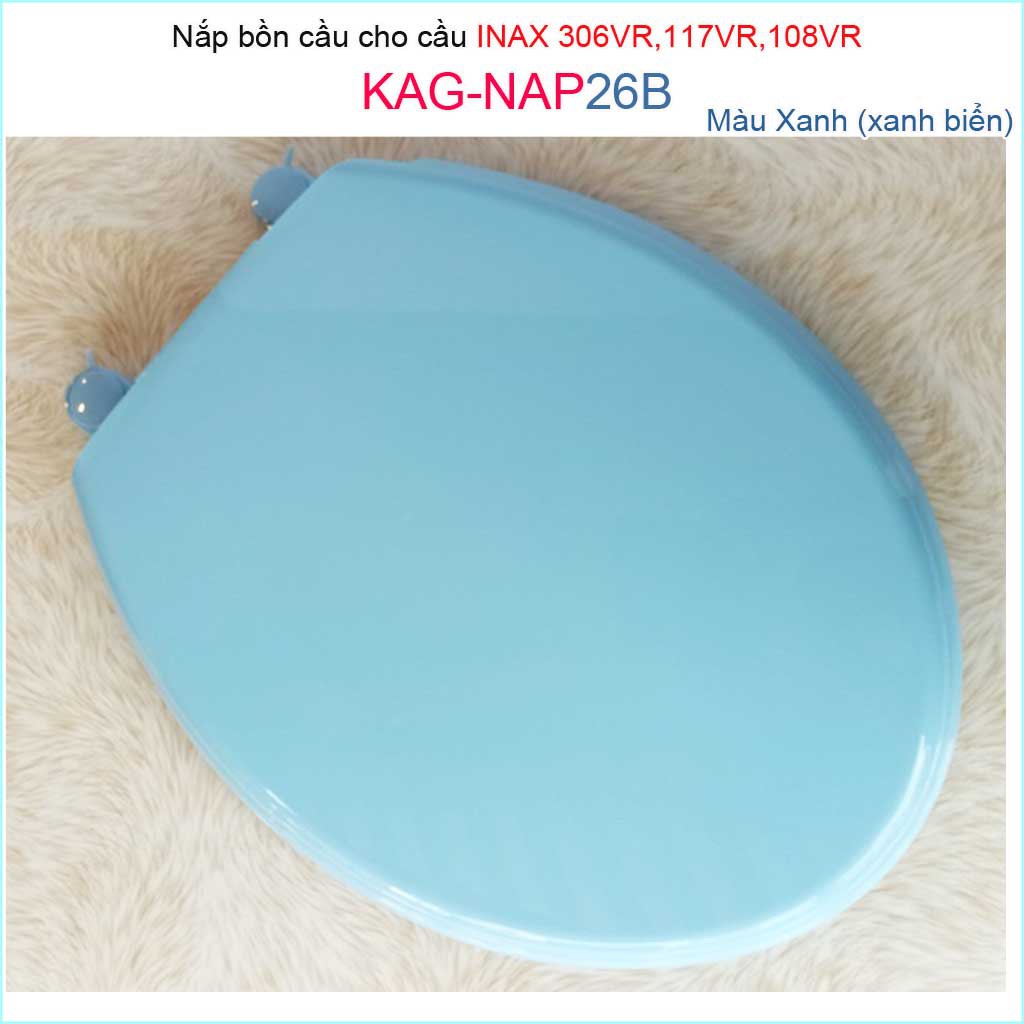 Nắp đậy bồn cầu Inax KAG-NAP26B cho C117, C306, C108, nắp bồn cầu 2 khối nhựa xanh biển dày bóng đẹp