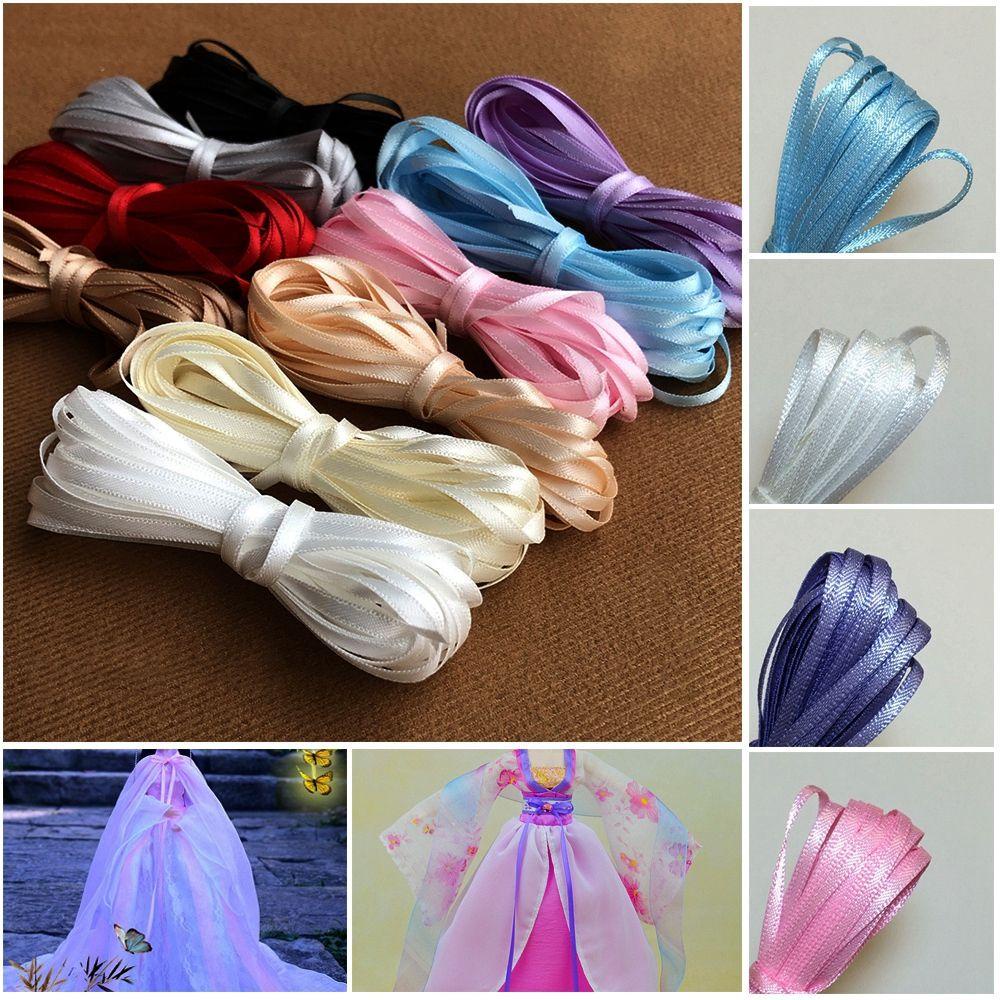 Cuộn Dây Ruy Băng Lụa 13 Màu 5M Trang Trí Tiệc Cưới Cho Búp Bê Kat1