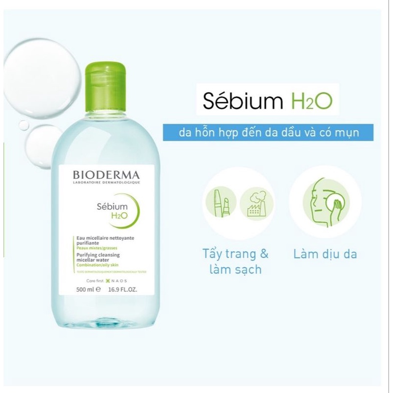 [Chính Hãng] Nước tẩy trang Bioderma nội địa Pháp 500ml,nước tẩy trang Bioderma cho mọi làn da
