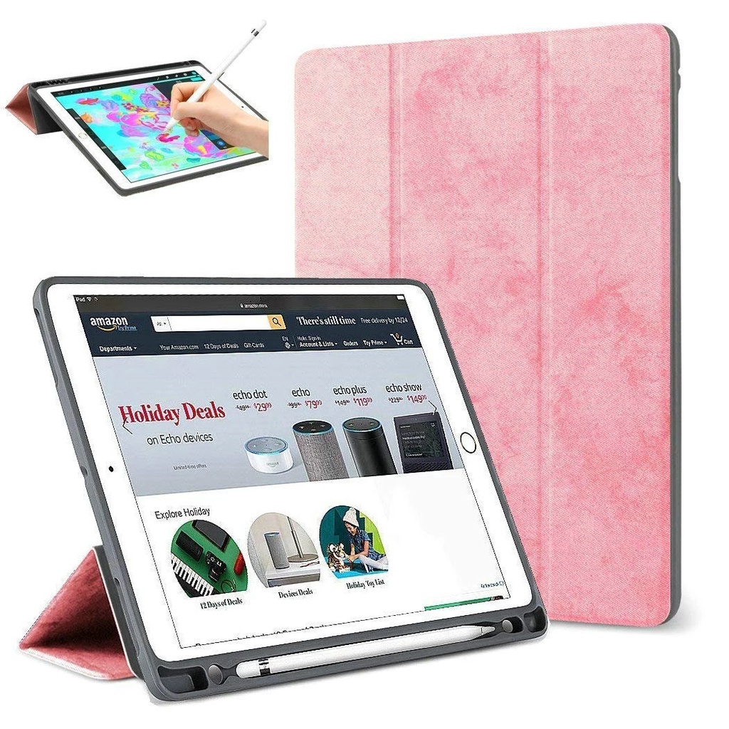 Ốp máy tính bảng silicon da gập làm ba có khe đựng bút cho iPad Pro 12.9 2017 2015 Pro 12.9 2021 M1 2020