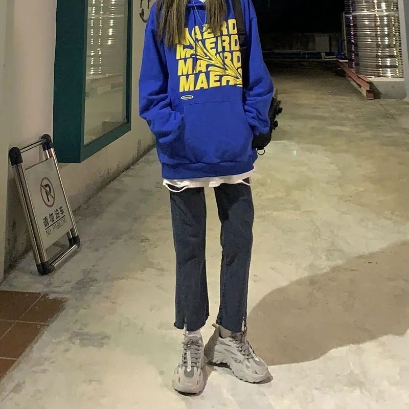 Quần jean nữ ống rộng lưng cao phong cách retro thời trang mùa thu 2021