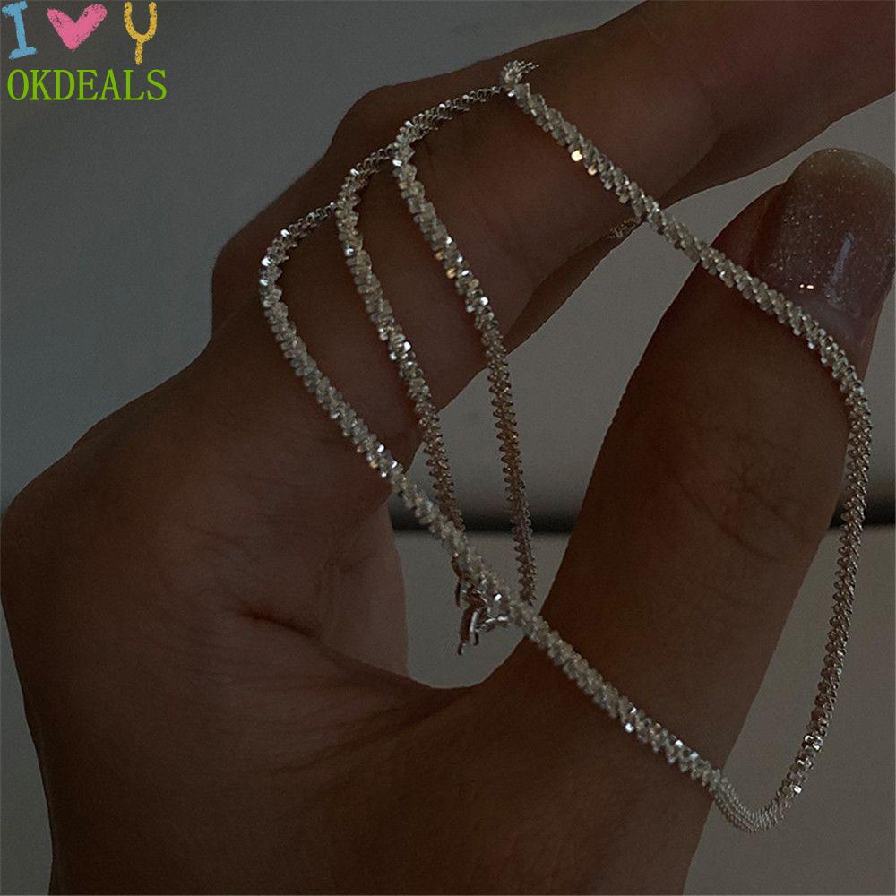 OKDEALS Elegant Jewelry Gifts Women Necklace Sparkling Choker Bracelet Dazzling Trend|Color Clavicle Chain