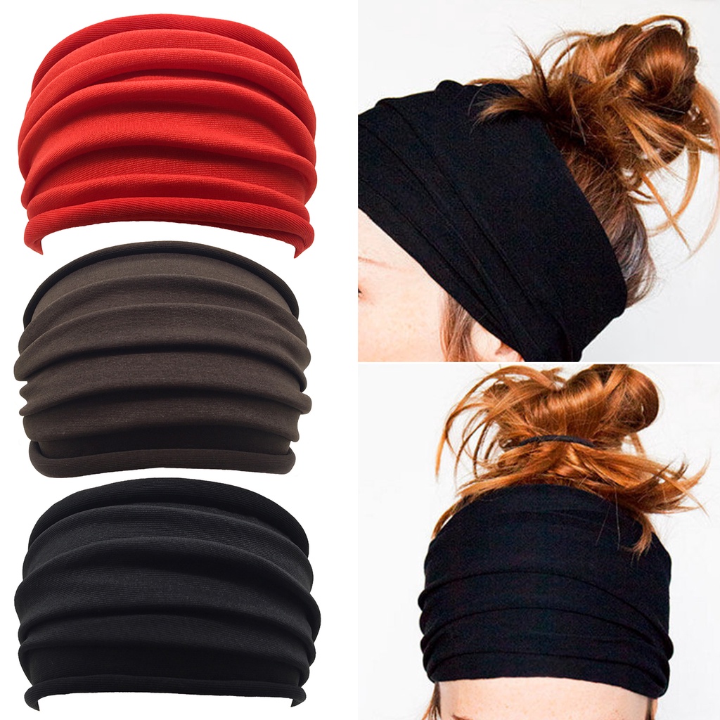 Băng đô quấn tóc cho nữ bản rộng mềm mại chống trượt để tập yoga / chạy bộ