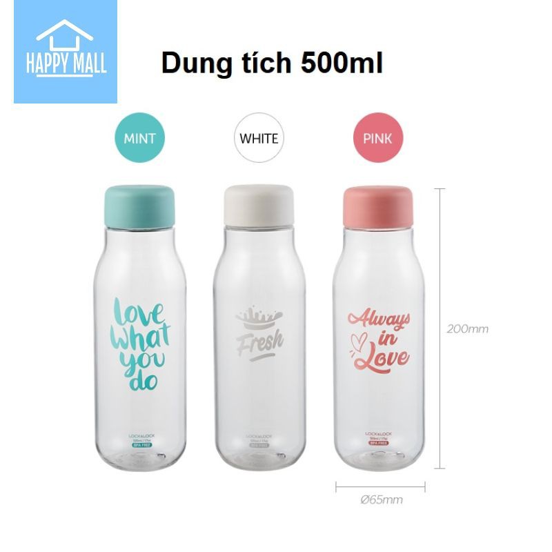 Bình nước Lock&Lock Milky. dung tích 500ml nhựa PET BPA Free HAP6544