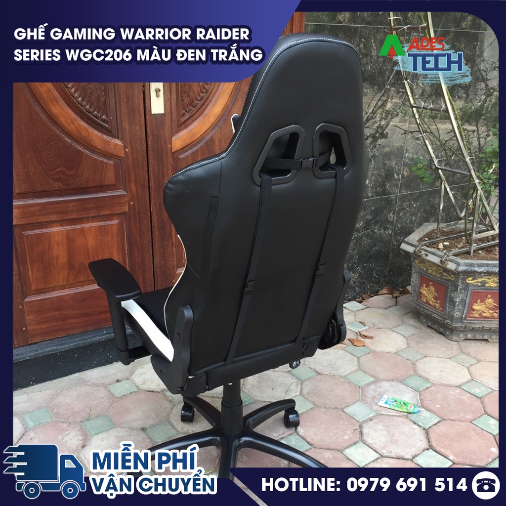 Ghế Gaming WARRIOR Raider Series WGC206 Màu Đen Trắng | Bảo Hành Chính Hãng 12 Tháng