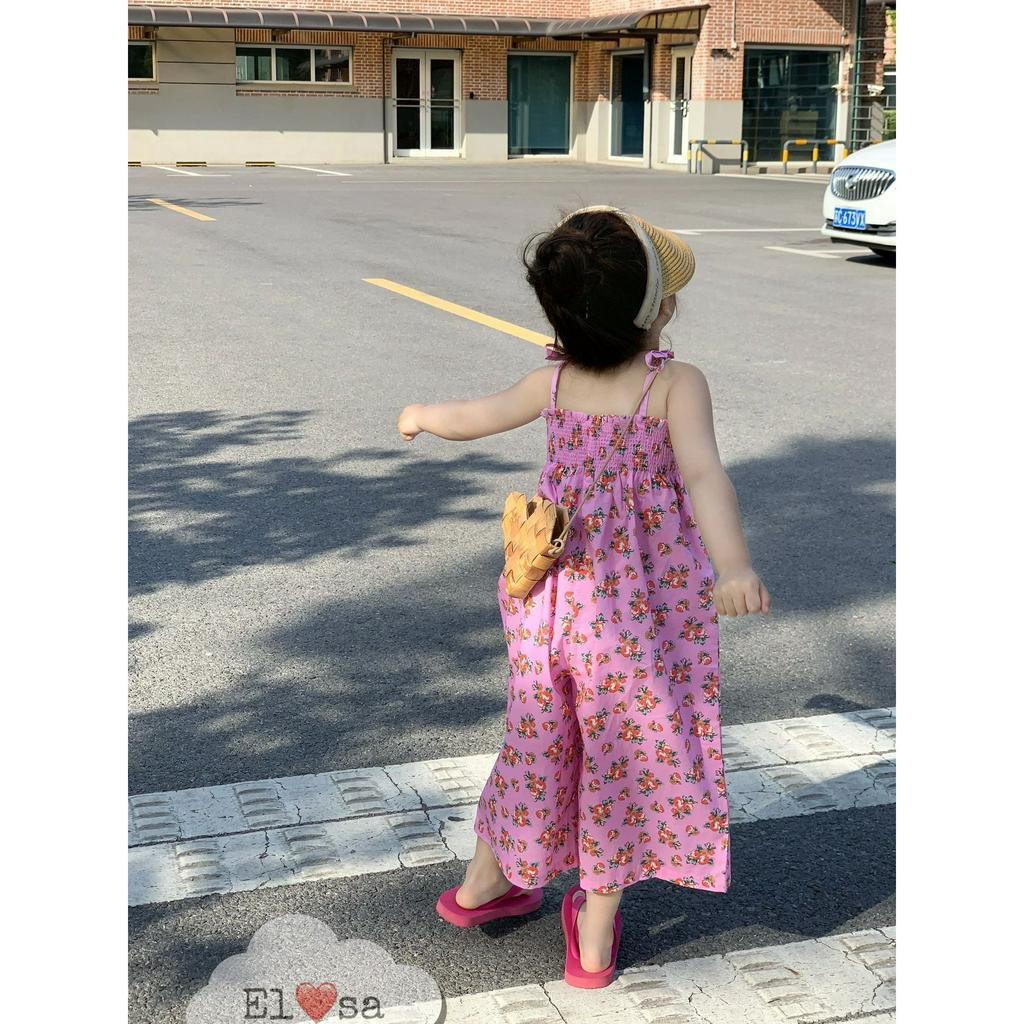 Jum(áo liền quần) cho bé 2 dây hoa nhí nhúm chun ngực XHN1244