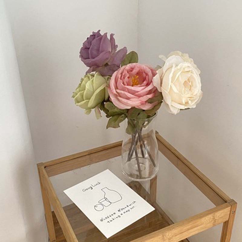 Bó hoa hồng giả bằng lụa phong cách cổ điển dùng trang trí