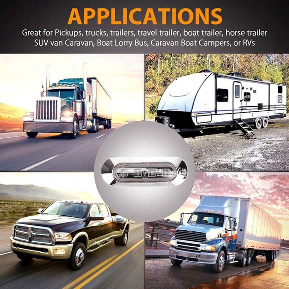 VANES1 Đèn LED Tín Hiệu 4 SMD Màu Hổ Phách Gắn Hông Xe Tải / Tàu Thuyền