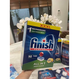 Viên rửa chén bát ly Finish 90 viên All in 1 tổng hợp bột muối bóng +Tăng \viên Finish Nhật