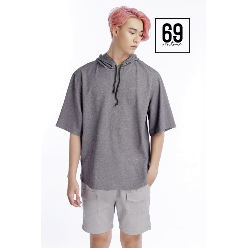 (Mã giảm 20%) Áo Thun Hoodie Tay Lỡ Hàn Quốc Form Rộng Unisex Xám Trơn Unisex