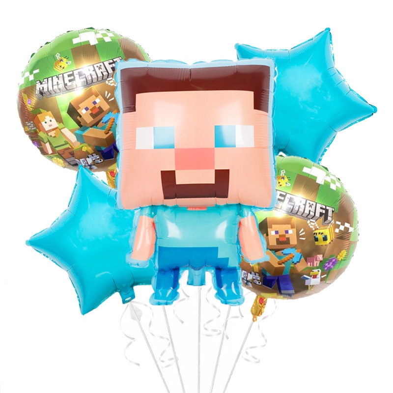 Set 1 / 6 Bong Bóng Lá Nhôm Chủ Đề game minecraft Trang Trí Tiệc Sinh Nhật Cho Bé