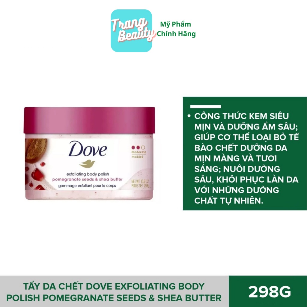 Tẩy Da Chết Body  DOVE Bản Mỹ 298g, Bản Đức 225ml Toàn Thân Creme Dusch Peeling