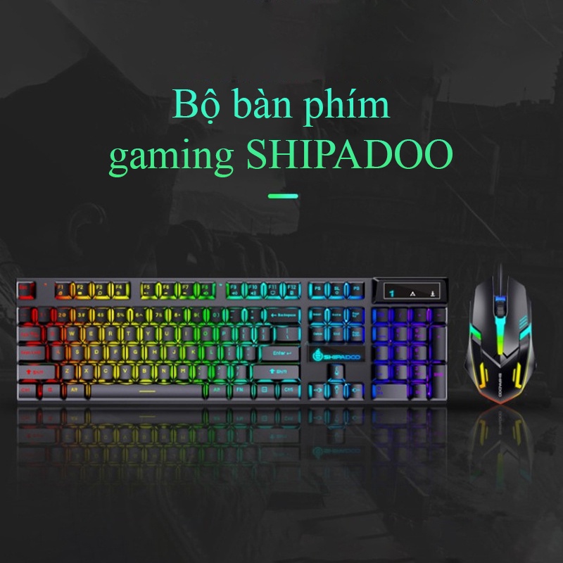 Bộ bàn phím chuột SHIPADOO bàn phím chuột gaming thiết kế hiện đại, phong cách có đèn LED 7 màu cực chất - K1323