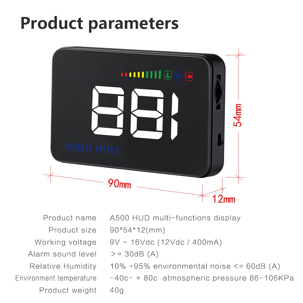 Thiết Bị Hiển Thị Tốc Độ Nước Obd2 A500 Hud Obd2 Cho Xe Hơi