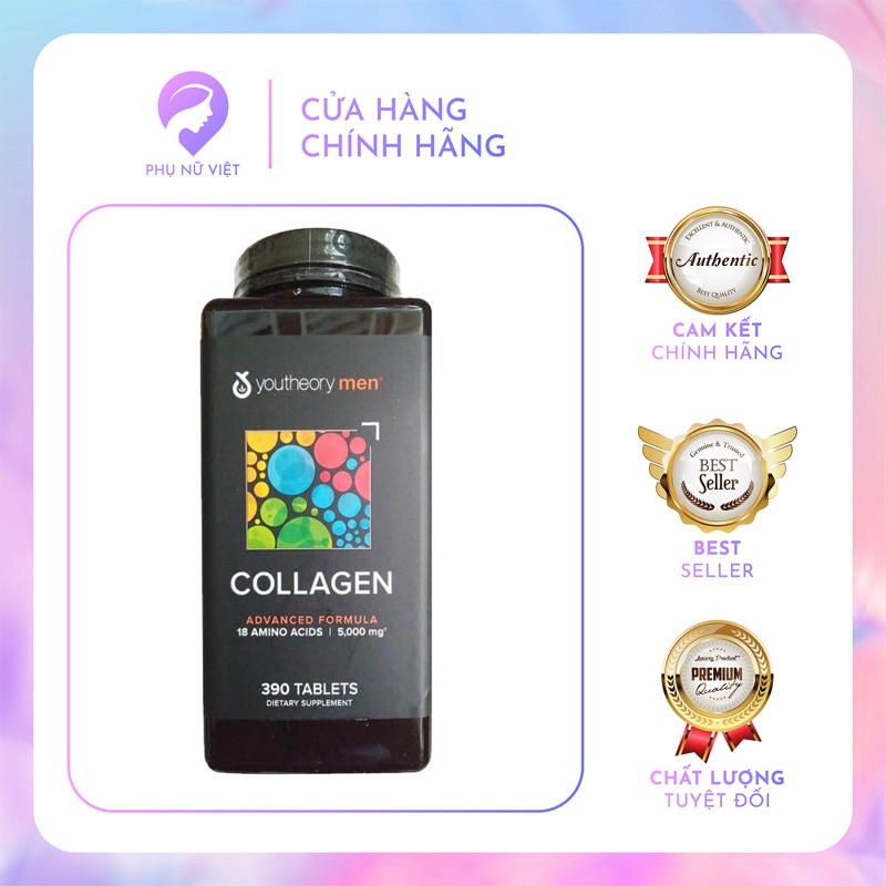 Collagen Men youtheory dành cho Nam giới 390 viên_ HÀNG MỸ CHÍNH HÃNG