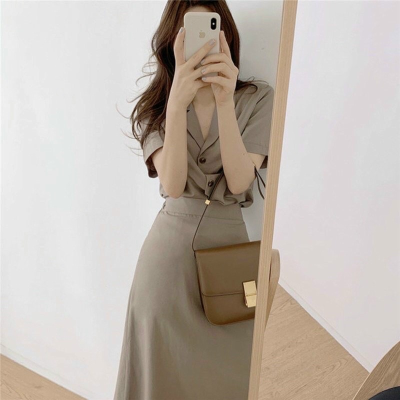 set blazer+ chân váy dài phong cách Hàn Quốc/ Set đồ sang trọng, nữ tính/ đồ công sở