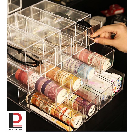 Hộp mica, acrylic nhiều ngăn/ Hộp dụng cụ Mica/ Hộp dụng cụ/ Hộp đựng kính, mỹ phẩm