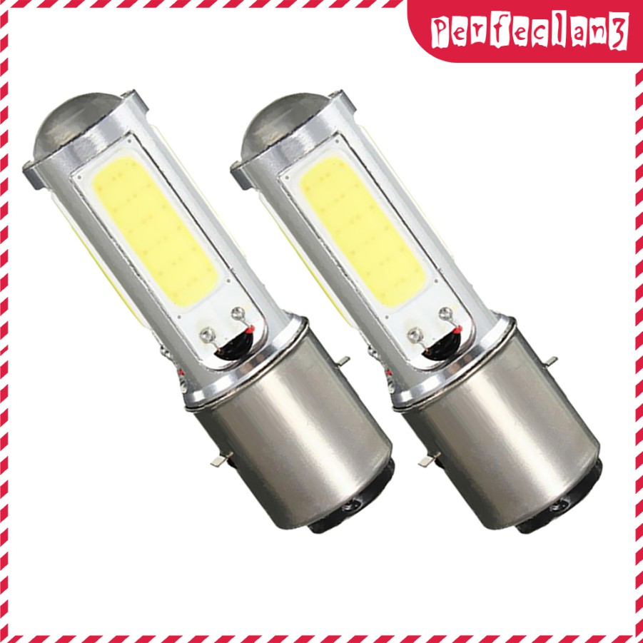 2 Đèn Pha Ba20D H6 4 Cob Led Ánh Sáng Trắng Cho Xe Máy