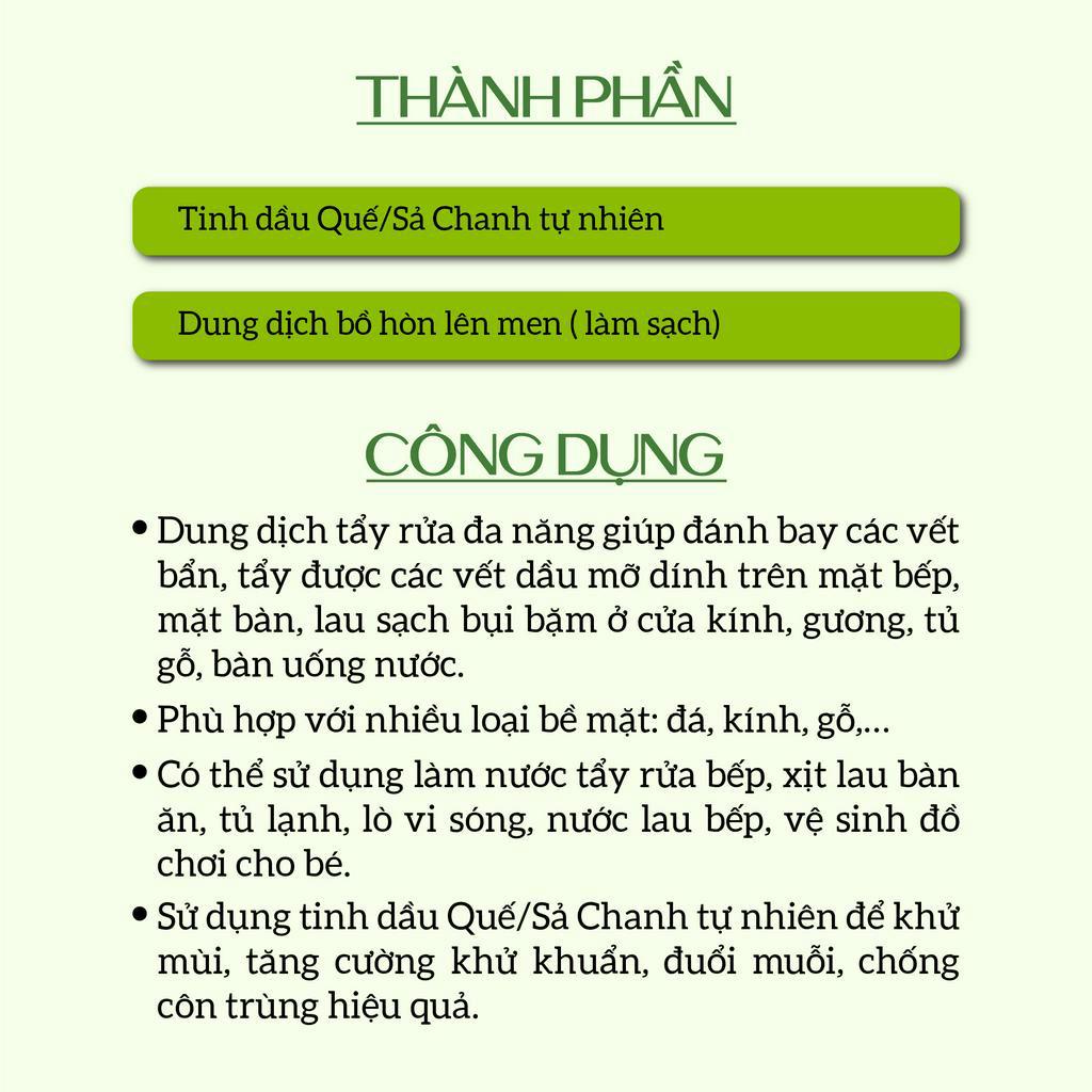 (TẶNG KÈM VỎ XỊT) Nước Lau Bàn Ăn Hữu Cơ ECOCARE 4L Bồ Hòn Và Tinh Dầu Quế/Sả Chanh, Tẩy Rửa An Toàn Hiệu Quả