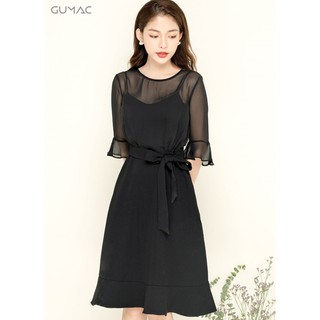 Đầm voan tay loe gumac ms05938_den