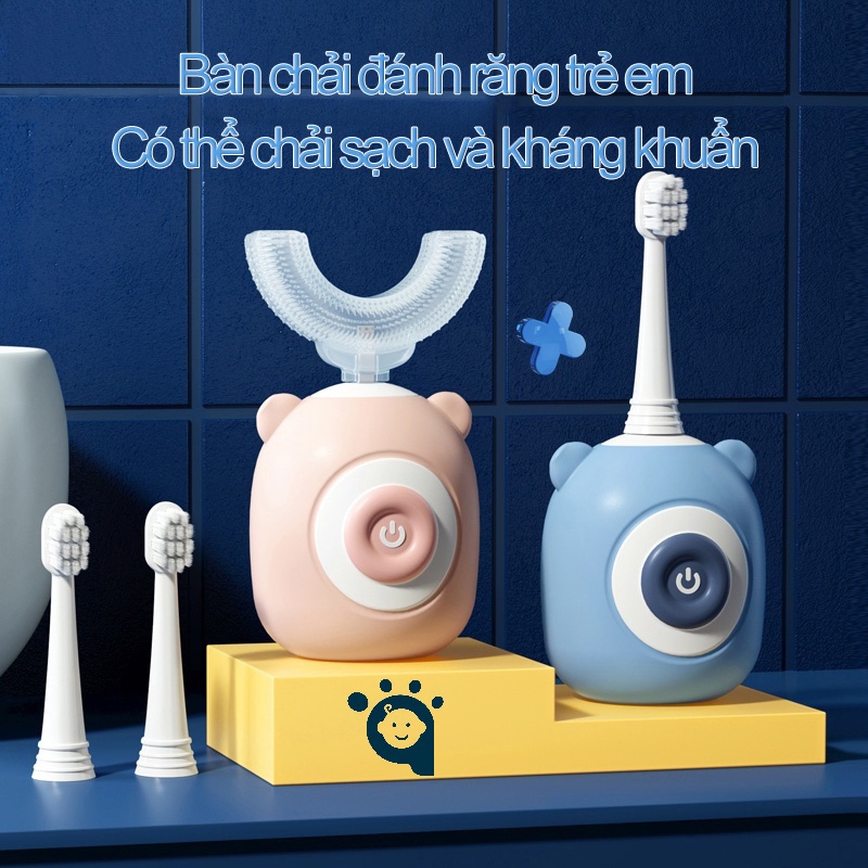 Bàn chải đánh răng điện trẻ em hình chữ U dễ thương an toàn cho bé