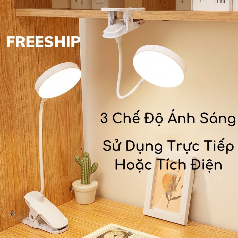 đèn led kẹp để bàn chống cận tích điện cảm ứng cao cấp 3 chế độ sáng [ tặng kèm dây và củ sạc ]