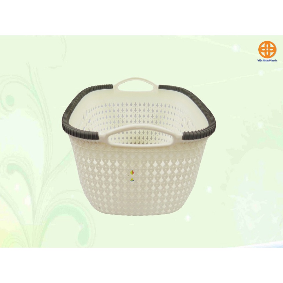 Giỏ nhựa đựng đồ đan hoa 2 kích cỡ loại nhỏ, giỏ đựng đồ nhựa Việt Nhật ms.3377