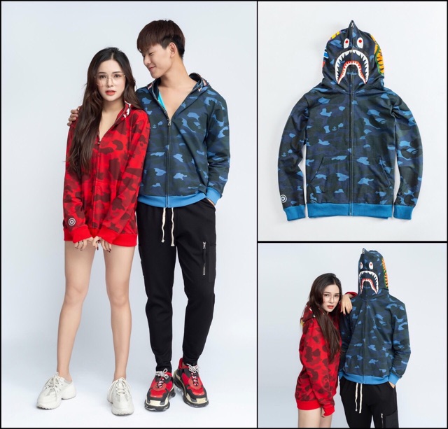 ⚡️Áo Jacket Bape, Hoodie Bape cá mập - Full Zip