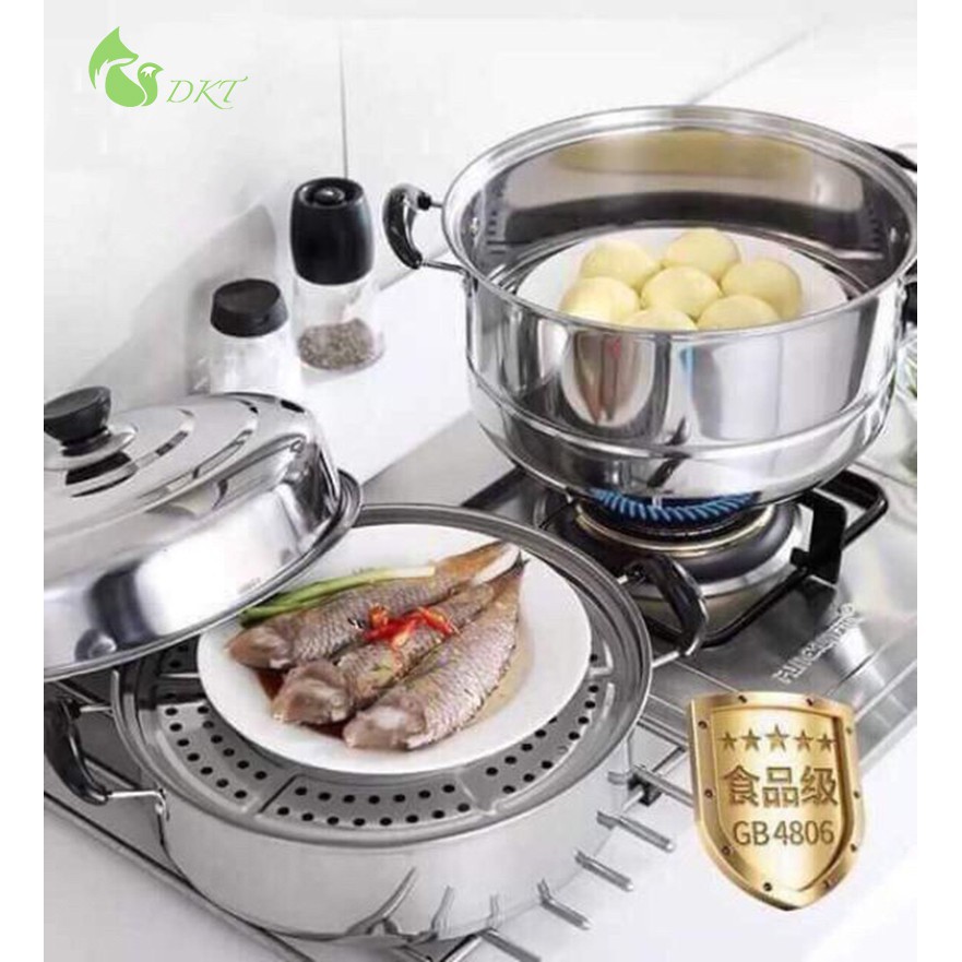 [GIÁ SỈ] Nồi hấp inox 3 tầng 28 -32cm thiết kế hiện đại, tiện lợi dễ sử dụng giúp cho thức ăn chín đều nhanh chóng