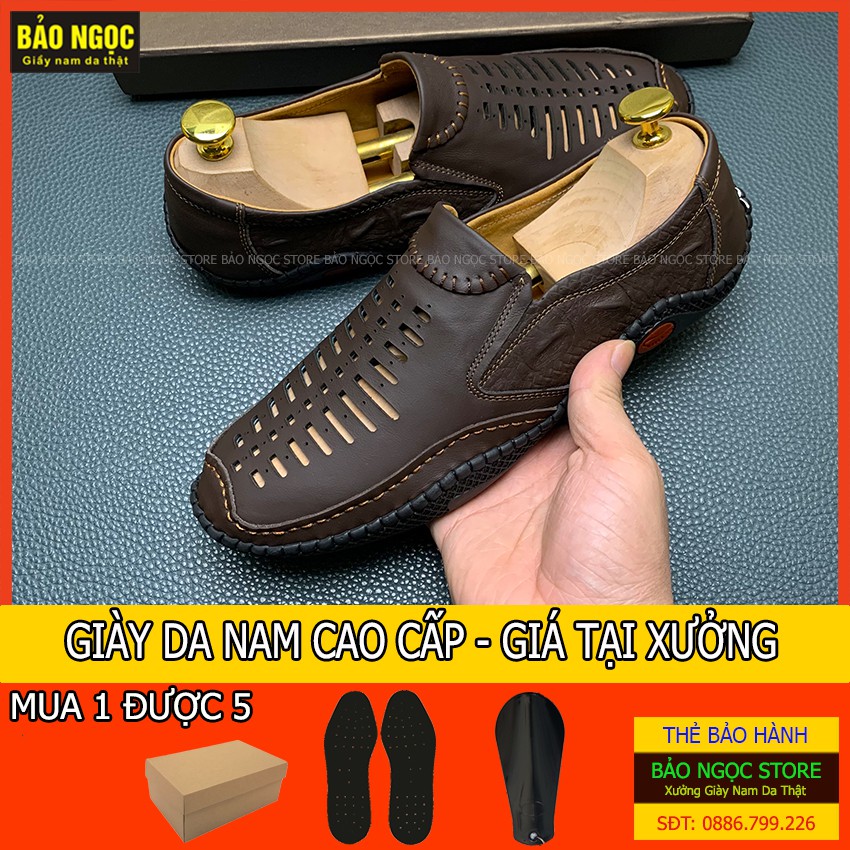 Giày lười nam cao cấp ĐẾ KHÂU CỰC BỀN ✅ Giày rọ nam mùa hè DA BÒ MỀM - THOÁNG MÁT💥 BH nổ da-bong đế 12 tháng✅ MÃ K125