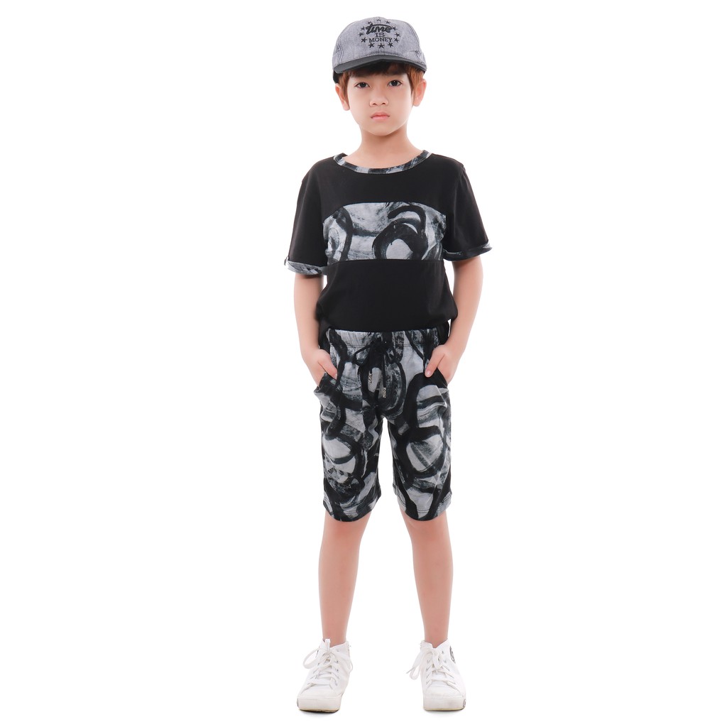 Bộ hè bé trai size đại Narsis KE9092 cổ tròn vải cotton thấm hút mồ hôi tốt