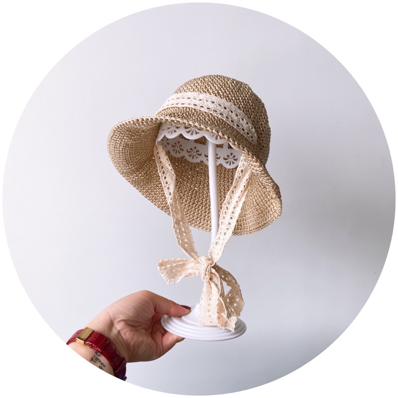 Mũ cói Ajuma cho bé 0-5 tuổi.5 tuổi- 10 tuổi. cho mẹ hàng sợi loại 1( mũ handmade cho bé- cho mẹ)