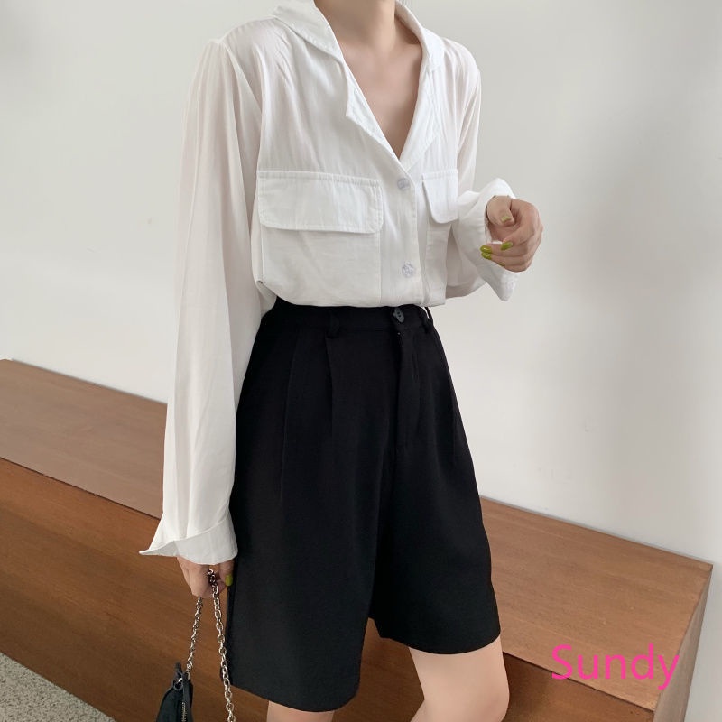 Quần Short Lưng Cao Ống Rộng Plus Size Theo Phong Cách Hàn Quốc Dành Cho Nữ