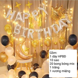 Bóng Trang Trí Sinh Nhật Happy Birthday Kèm Số Tuổi Và Đèn LED Nhiều Mẫu
