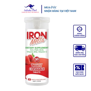 Viên ngậm bổ sung sắt iron melt úc vị dâu giúp bổ máu 50 viên