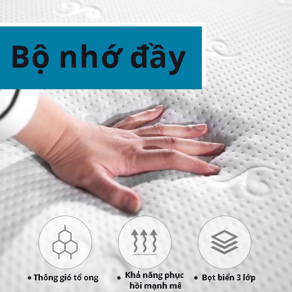 Topper nệm Sea Choice làm bằng Cold gel memory foam + sponge có 5 kích thước được chọn dày 5 bảo hành 10 năm